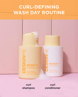 BOUNCE.ME Curl-Defining Wash Day Routine bundle with light foam for a fresh wash feel.