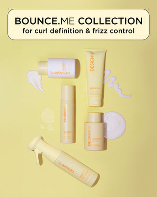 Close-up of BOUNCE.ME Curl Spray Gel texture, showing a lightweight formula.