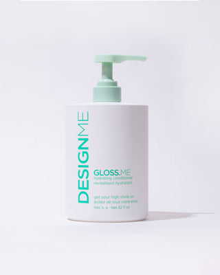 Front view of the GLOSS.ME Hydrating Conditioner 1L bottle with a pump for easy use.