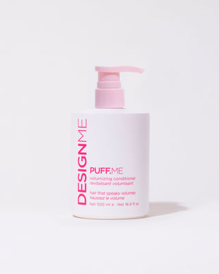 Front view of PUFF.ME Volumizing Conditioner half-litre bottle with pump for easy use.