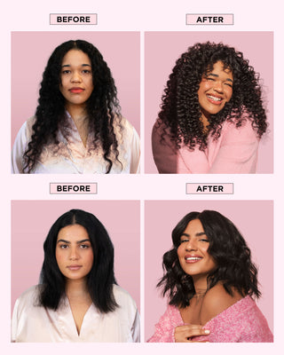 Before and after using DESIGNME PUFF.ME Volumizing Powder on medium & coarse hair