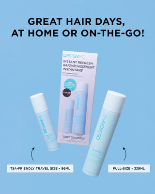 QUICKIE.ME dry shampoo duo includes full size 96ML and travel size 339ML in one box.