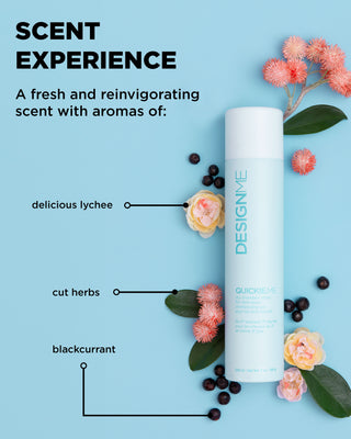 Scent cues for QUICKIE.ME Dry Shampoo for Dark Tones with floral, herbal and fruity notes