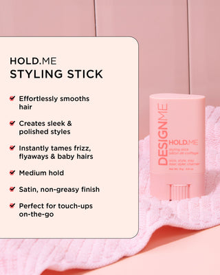 Image of the HOLD.ME Styling Stick product with key features and benefits