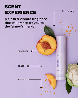 FAB.ME leave-in treatment is a fresh & vibrant fragrance with notes of florals, nectarine, peach and cassis.