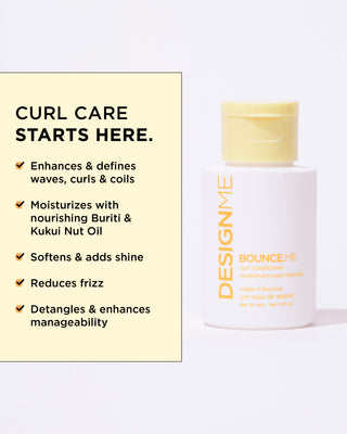 BOUNCE.ME conditioner enhances and defines waves, curls, coils, moisturizes, softens and adds shine.