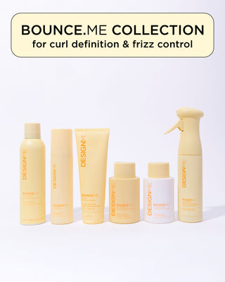 Showing the entire curl definition collection including curl mousse, curl balm, spray gel, and curl shampoo and conditioner.