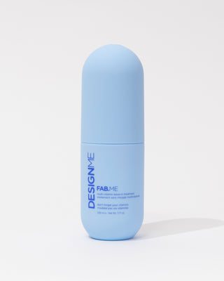 FAB.ME multi-vitamin leave-in treatment on a grey background.