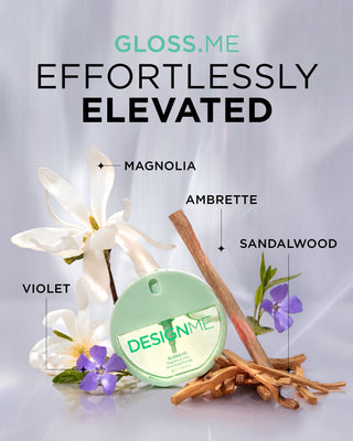 GLOSS.ME is effortlessly elevated with violet, magnolia, ambrette and sandalwood.