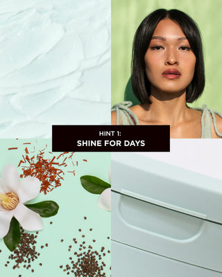 Hint 1: Shine for days. Model in top right corner with healthy, shiny hair.