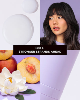 Hint 2: Stronger strands ahead. Model in top right corner with strong, smooth hair.