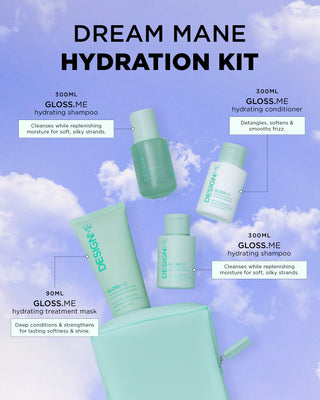 GLOSS.ME hair care product set with description of each product