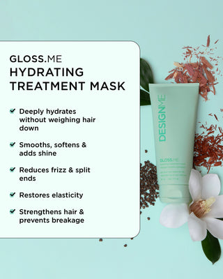 GLOSS.ME Treatment Mask with benefits: deep moisture, smoothness, shine boost, frizz control, elasticity restoration, and hair strengthening.