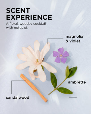 A floral, woodsy cocktail with notes of sandalwood, magnolia & violet and ambrette.