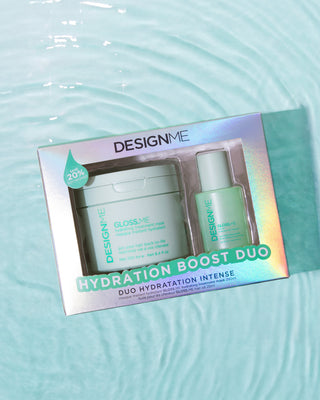 Hydration Boost Duo packaging on light blue background.
