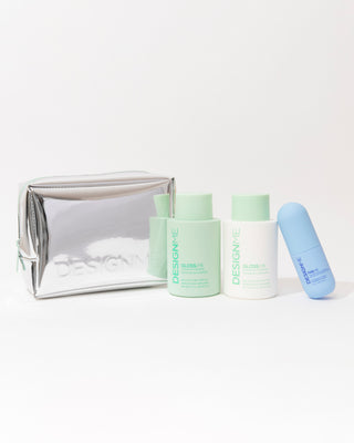 Hydration & shine signature kit displays on a grey background.