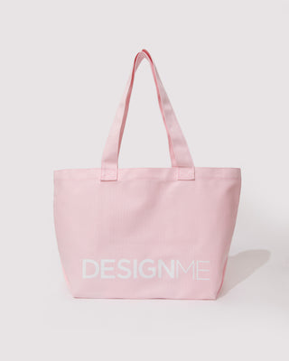 Pink DESIGNME tote bag front view.