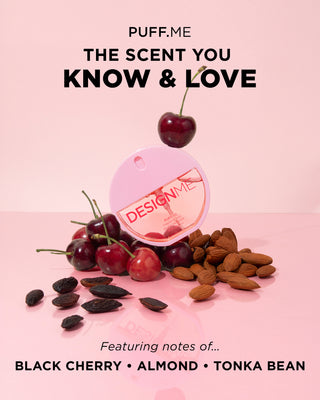 PUFF.ME hair & body fragrance mist features notes of black cherry, almond and tonka bean.