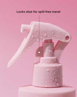 DESIGNME PUFF.ME sea salt spray nozzle locks shut for spill-free travel.