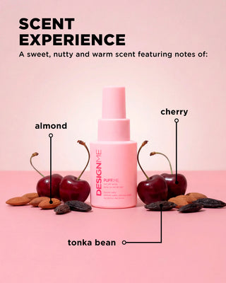 PUFF.ME sea salt spray scent experience is almond, tonka bean and cherry.