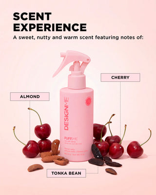 Scent cues for PUFF.ME sea salt spray includes almond, cherry and tonka bean.