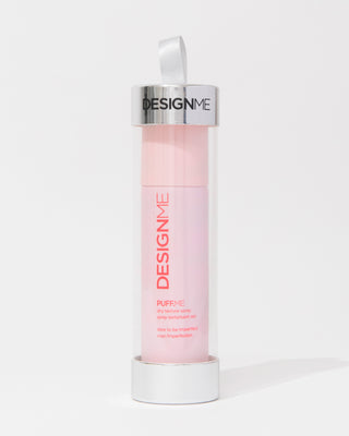 PUFF.ME volumizing mousse displayed on a grey background.