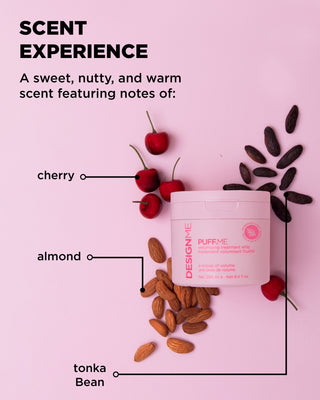 Scent cues for PUFF.ME Volumizing treatment whip with floral and fruity notes