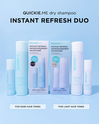 QUICKIE.ME dry shampoo instant refresh duo is available for dark hair tones and light hair tones