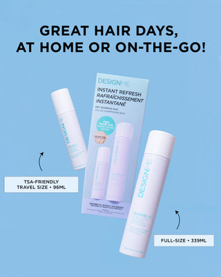 QUICKIE.ME dry shampoo duo includes full size 96ML and travel size 339ML in one box.