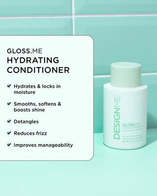 GLOSS.ME hydrating conditioner hydrates, smooths and softens, detangles, and reduces frizz.