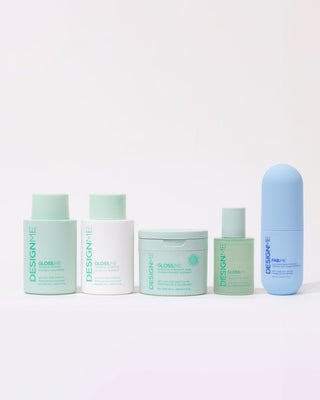 Shine & Strength bundle includes GLOSS.ME hydrating shampoo, GLOSS.ME hydrating conditioner, GLOSS.ME hydrating treatment mask, GLOSS.ME hair oil and FAB.ME multi-vitamin leave-in treatment.