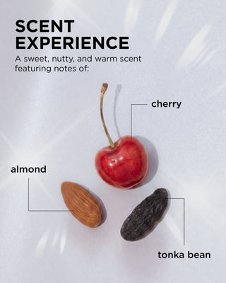 A sweet, nutty, and warm scent featuring notes of almond, cherry, and tonka bean.