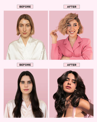 Fine, flat hair is on the left side, big, bouncy hair on the right.