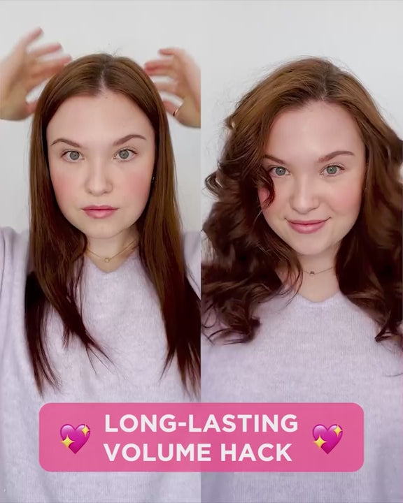 Video showing how to use PUFF.ME volumizing mousse and PUFF.ME texture spray for long-lasting volume